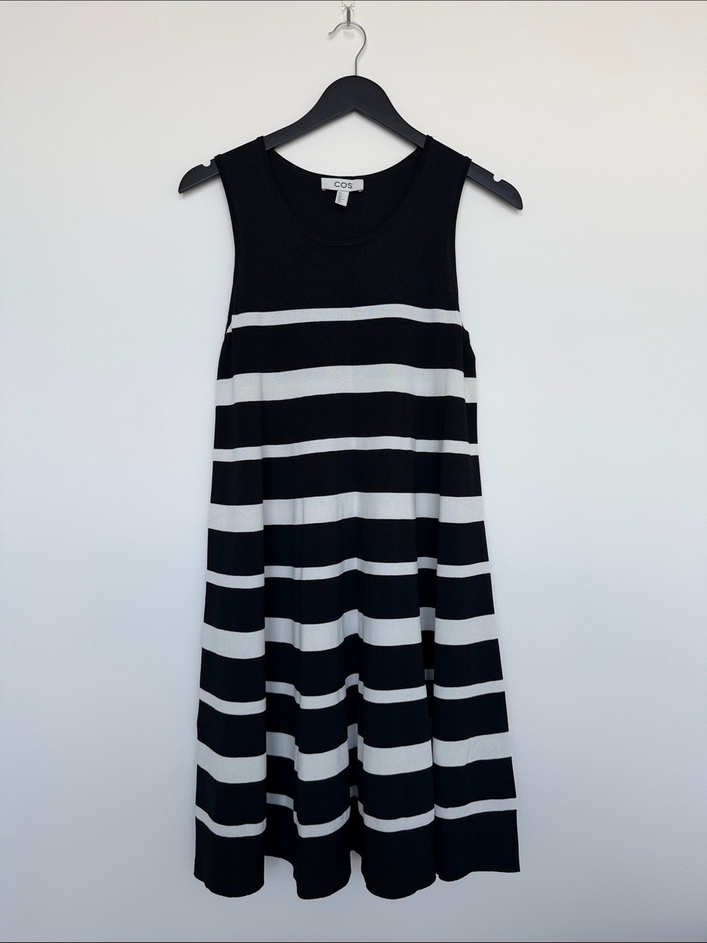 COS Black and White Striped Sleeveless Mini Dress
